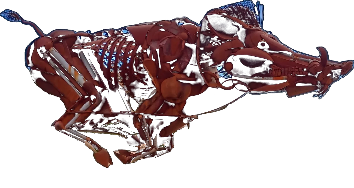 A scrap-metal boar sculpture in the Napa Valley wine country