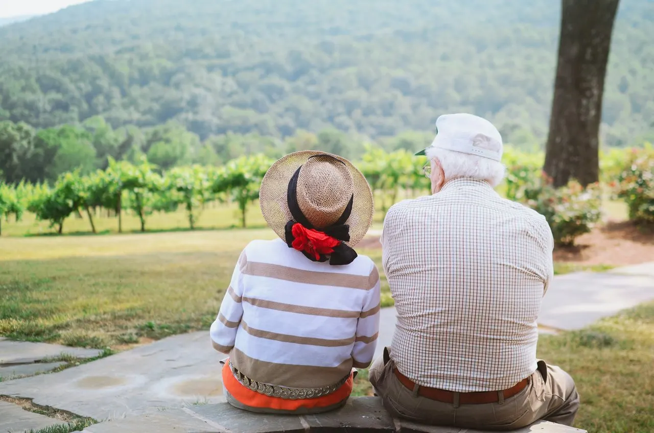 A couple taking in the view on a Napa Valley wine country day